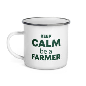 The Tractors Mugs Store KEEP CALM be a FARMER  Enamel Mug Quality Farmers Merch