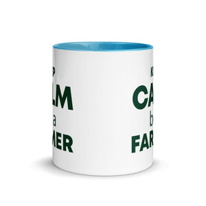 The Tractors Mugs Store KEEP CALM be a FARMER Mug with Color Inside Quality Farmers Merch