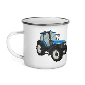 The Tractors Mugs Store New Holland TM 140  Enamel Mug Quality Farmers Merch