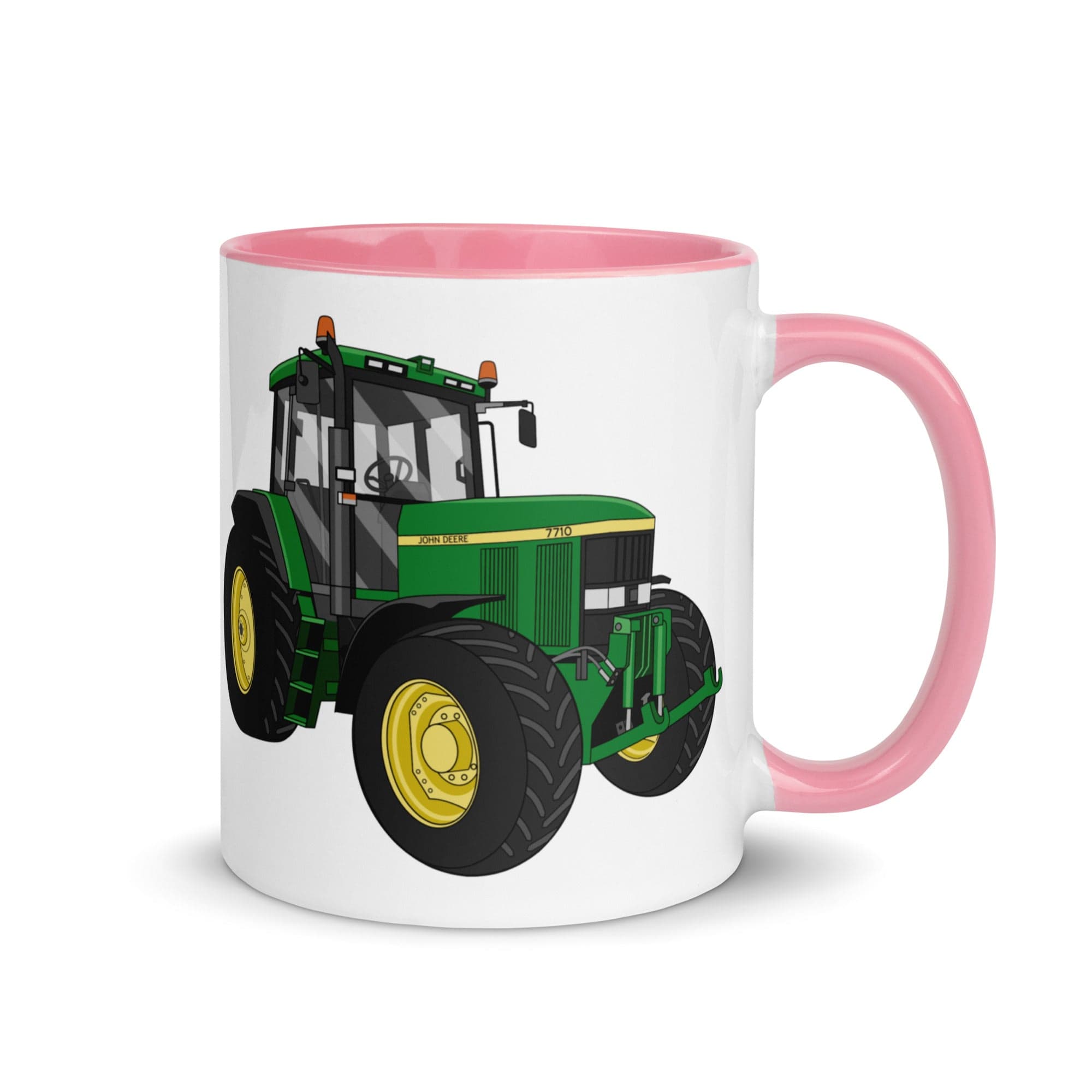 The Tractors Mugs Store Pink John Deere 7710 Mug with Color Inside Quality Farmers Merch