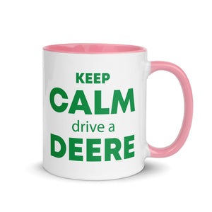 The Tractors Mugs Store Pink KEEP CALM drive a DEERE Mug with Color Inside Quality Farmers Merch