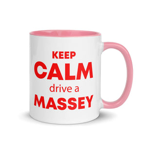 The Tractors Mugs Store Pink KEEP CALM drive a MASSEY Mug with Color Inside Quality Farmers Merch