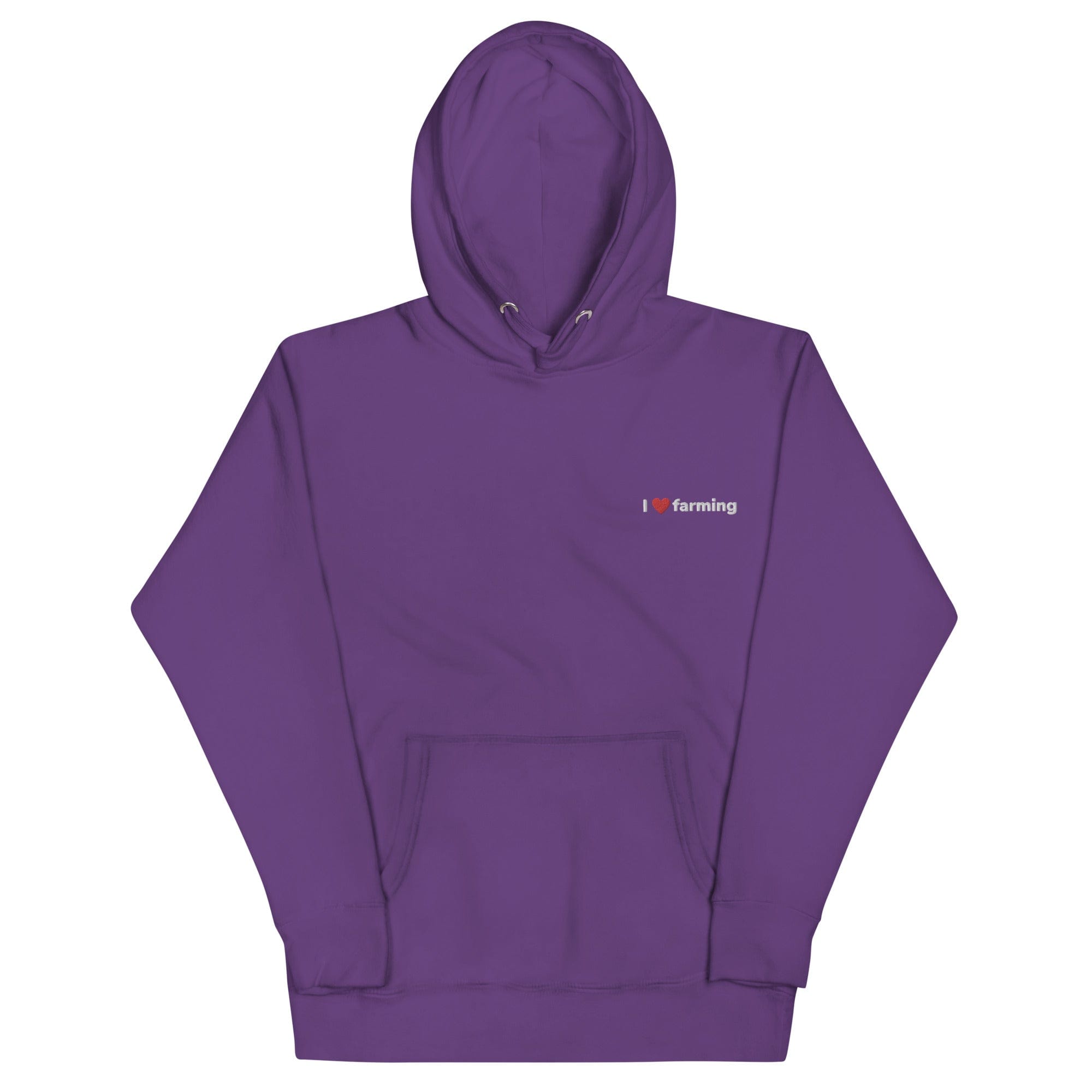 The Tractors Mugs Store Purple / S I Love Farming Unisex Embroidered Hoodie Quality Farmers Merch