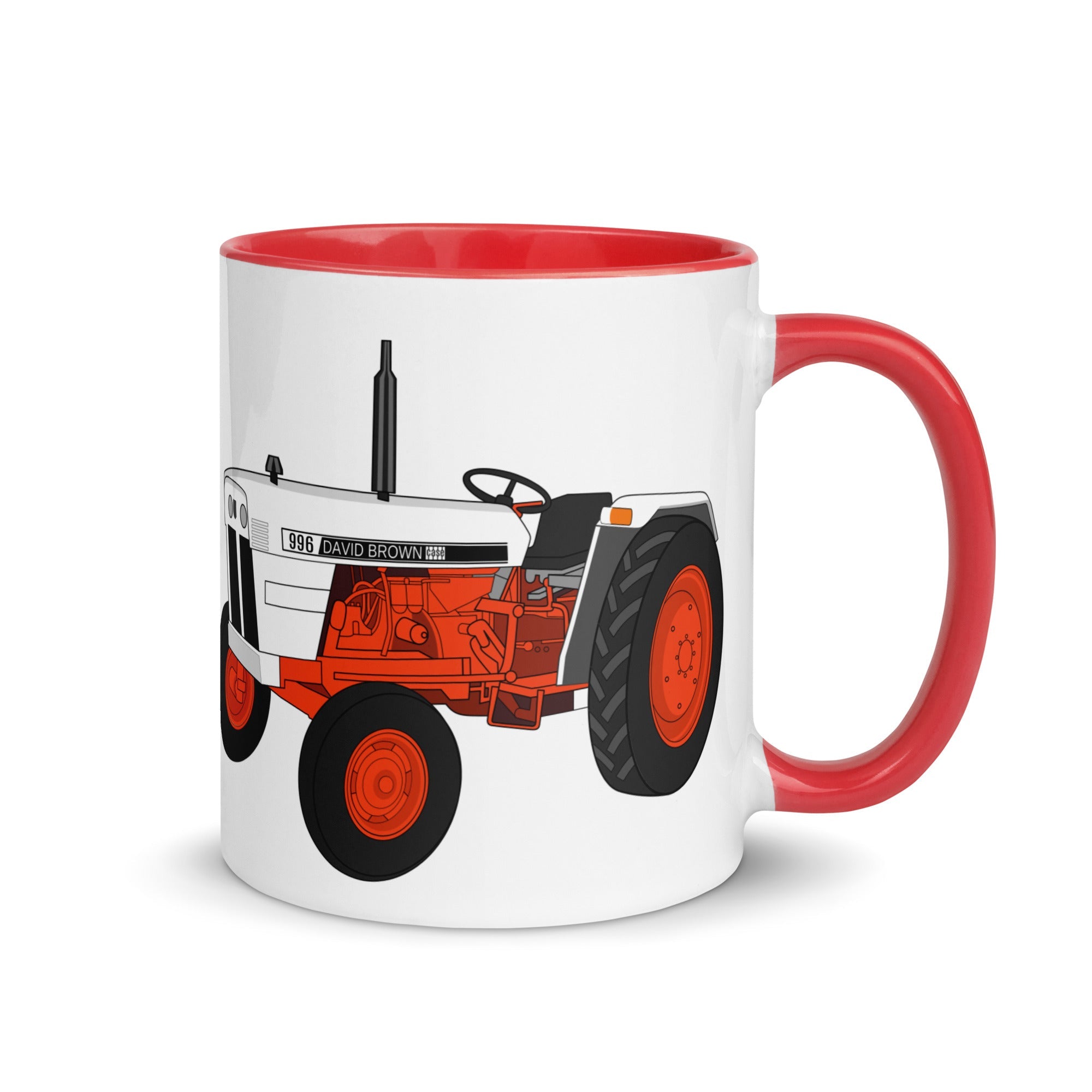The Tractors Mugs Store Red Case David Brown 996 (1974) Mug with Color Inside Quality Farmers Merch