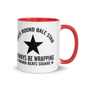 The Tractors Mugs Store Red Round Bale Star Mug with Color Inside Quality Farmers Merch
