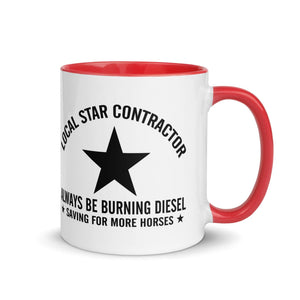 The Tractors Mugs Store Red Star Contractor Mug with Color Inside Quality Farmers Merch