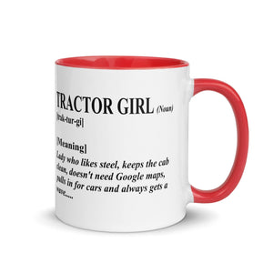 The Tractors Mugs Store Red Tractor Girl Mug with Color Inside Quality Farmers Merch