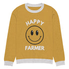 The Tractors Mugs Store S Happy Farmer (Yellow) Knitted crew neck sweater Quality Farmers Merch