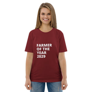 The Tractors Mugs Store T-Shirt Burgundy / S Farmer of The Year 2029 Unisex Organic Cotton T-shirt Quality Farmers Merch