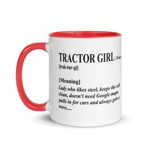 The Tractors Mugs Store Tractor Girl Mug with Color Inside Quality Farmers Merch