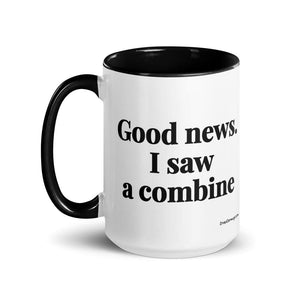Good News. I Saw A Combine 15 oz Mug with Color Inside - Black