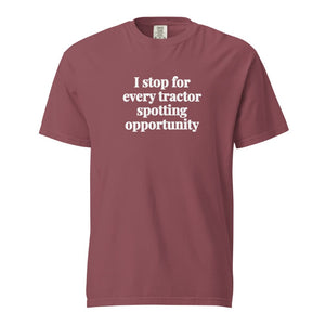 I Stop for Every Tractor Spotting Opportunity Unisex Premium T-shirt - Brick